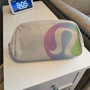 lululemon athletica light gray small zip pouch with mesh pockets